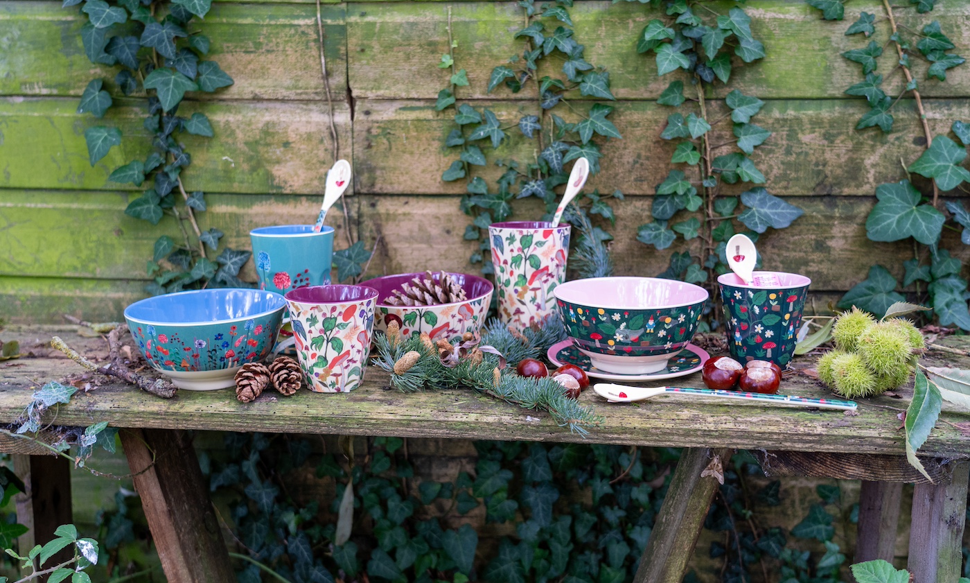 melamine patterned cups plates and bowls by rice dk